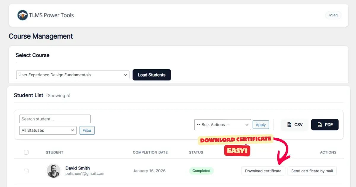 How to download certificates as an administrator in Tutor LMS