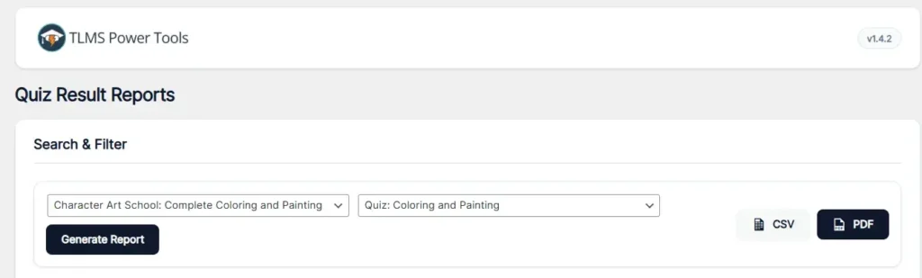 Button to export Tutor LMS quiz results to CSV